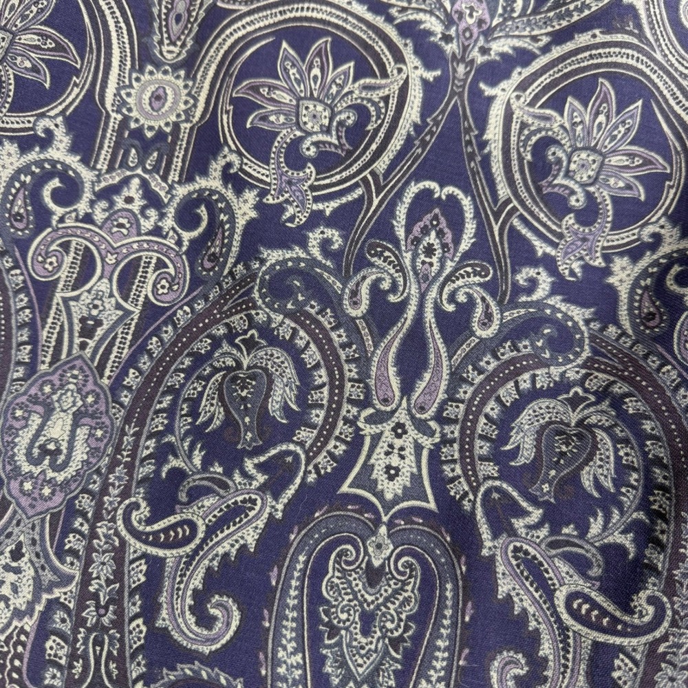 Talbots Paisley Wool Midi Skirt Women 14W Purple Pencil Lined Business Slit - Picture 4 of 6
